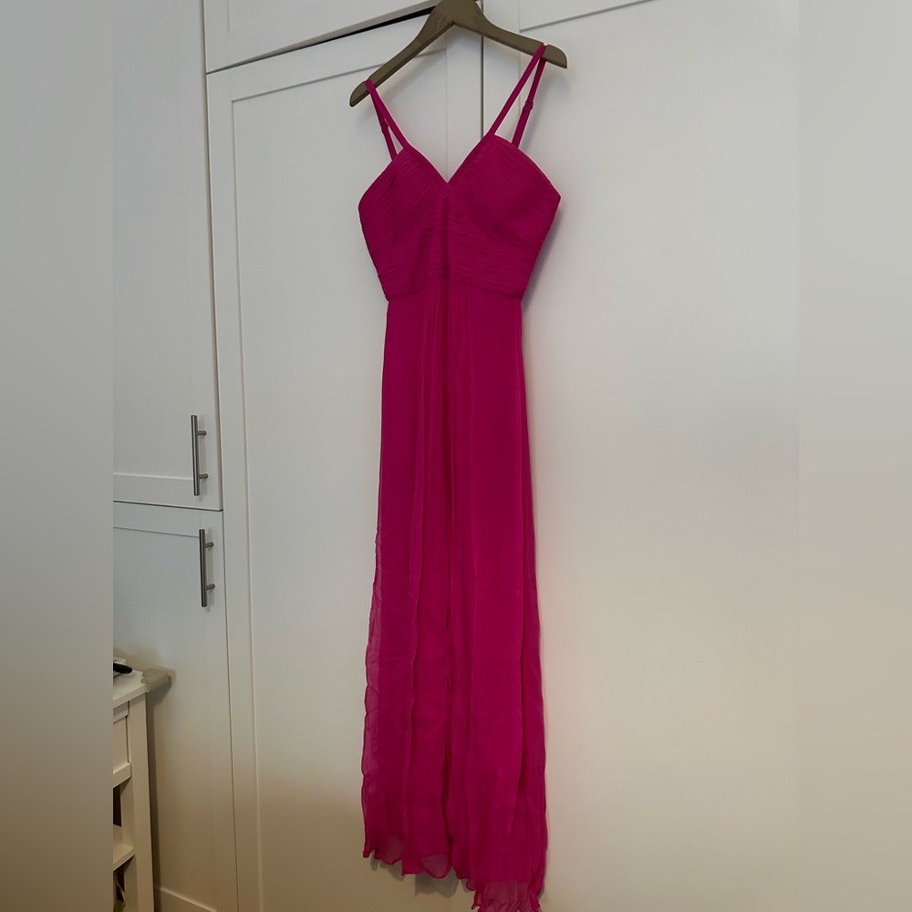 BCBGMAXAZRIA fuchsia evening dress size 2 100% silk